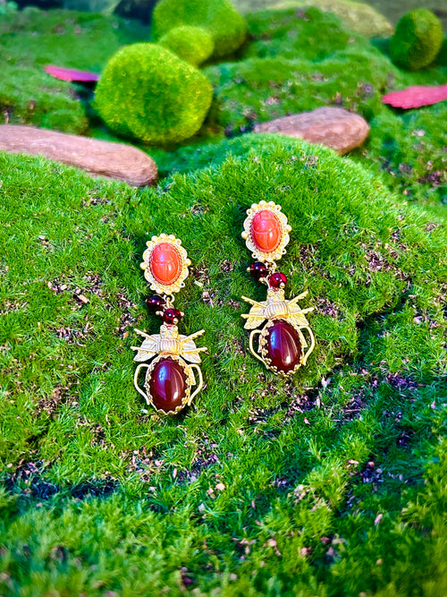 Amethyst Beetle Earrings