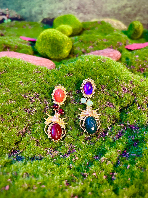 Amethyst Beetle Earrings