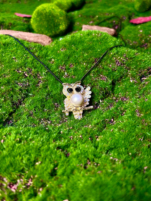 Twilight Pearl Owl Necklace
