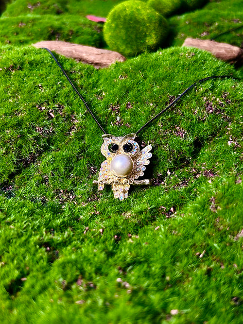 Twilight Pearl Owl Necklace
