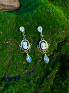 French Crystal Cameo Earrings