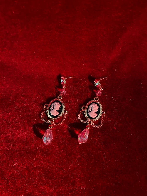 French Crystal Cameo Earrings