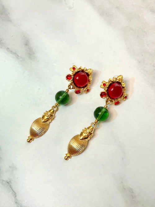 Royal Scarlet & Verdant Earrings