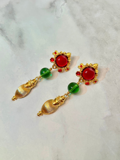 Royal Scarlet & Verdant Earrings