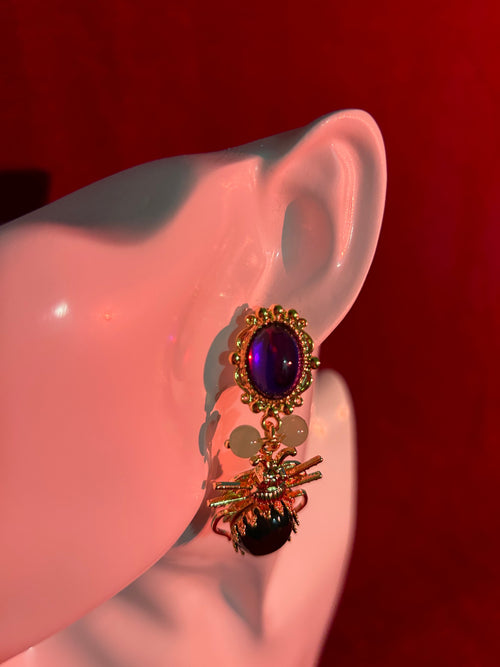 Amethyst Beetle Earrings