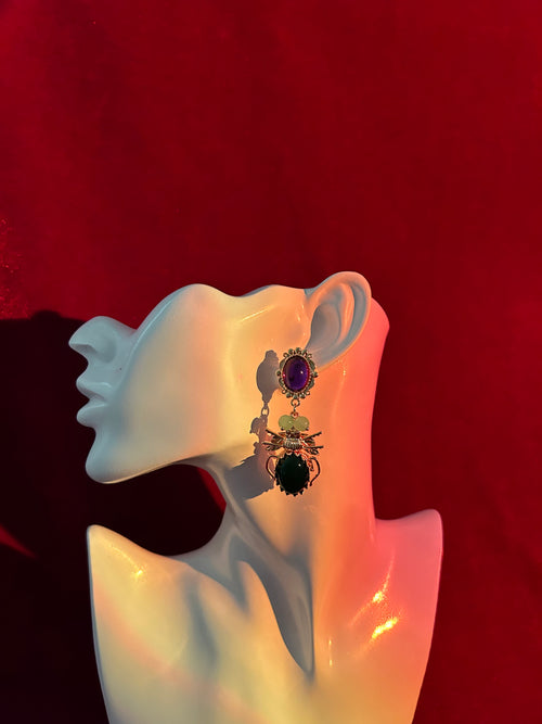 Amethyst Beetle Earrings