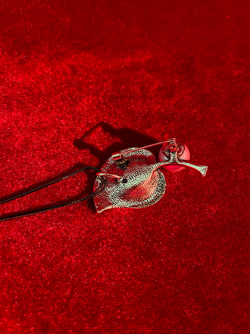 Pearl-Stemmed Emerald Leaf Brooch